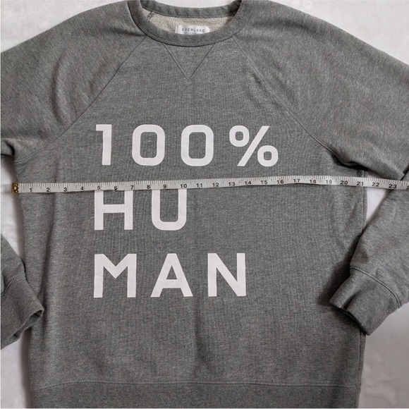 Everlane Typography Gray and White 100 % Human Crew Neck Sweatshirt - Picture 3 of 5